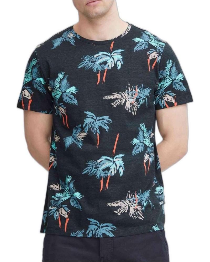 BLEND CAMISETA DE MANGA CORTA CON ESTAMPADO TROPICAL PARA HOMBRE NEGRO