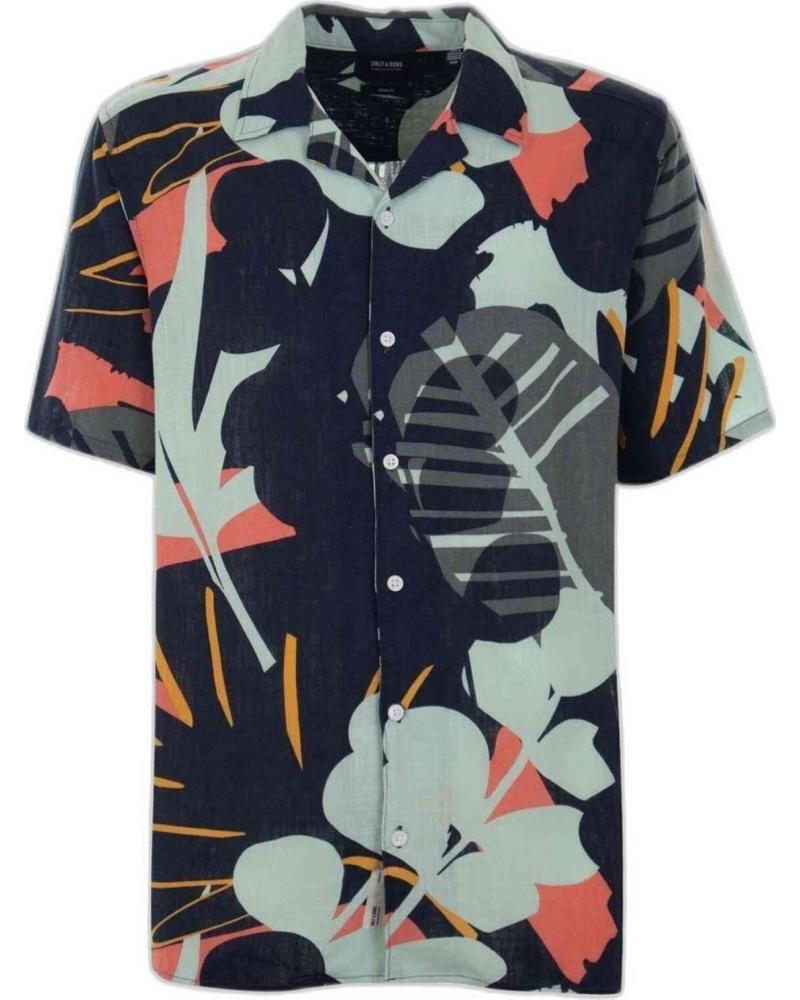 ONLY CAMISA ESTAMPADA DE MANGA CORTA PARA HOMBRE AZUL