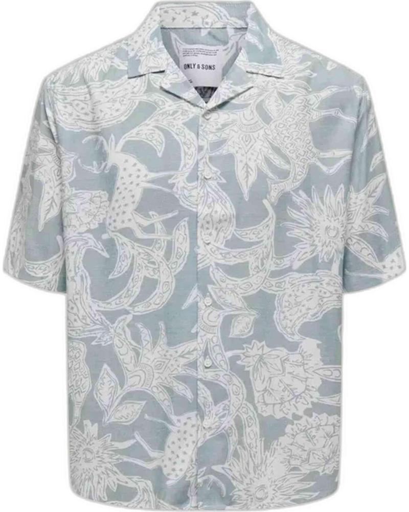 ONLY CAMISA DE HOMBRE ONLY & SONS CON ESTAMPADO TROPICAL AZUL