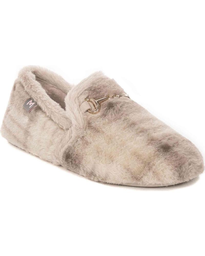 MACARENA MACARENA ZAPATILLAS DE CASA PARA MUJER BEIGE CON DETALLE METÁLICO BEIGE