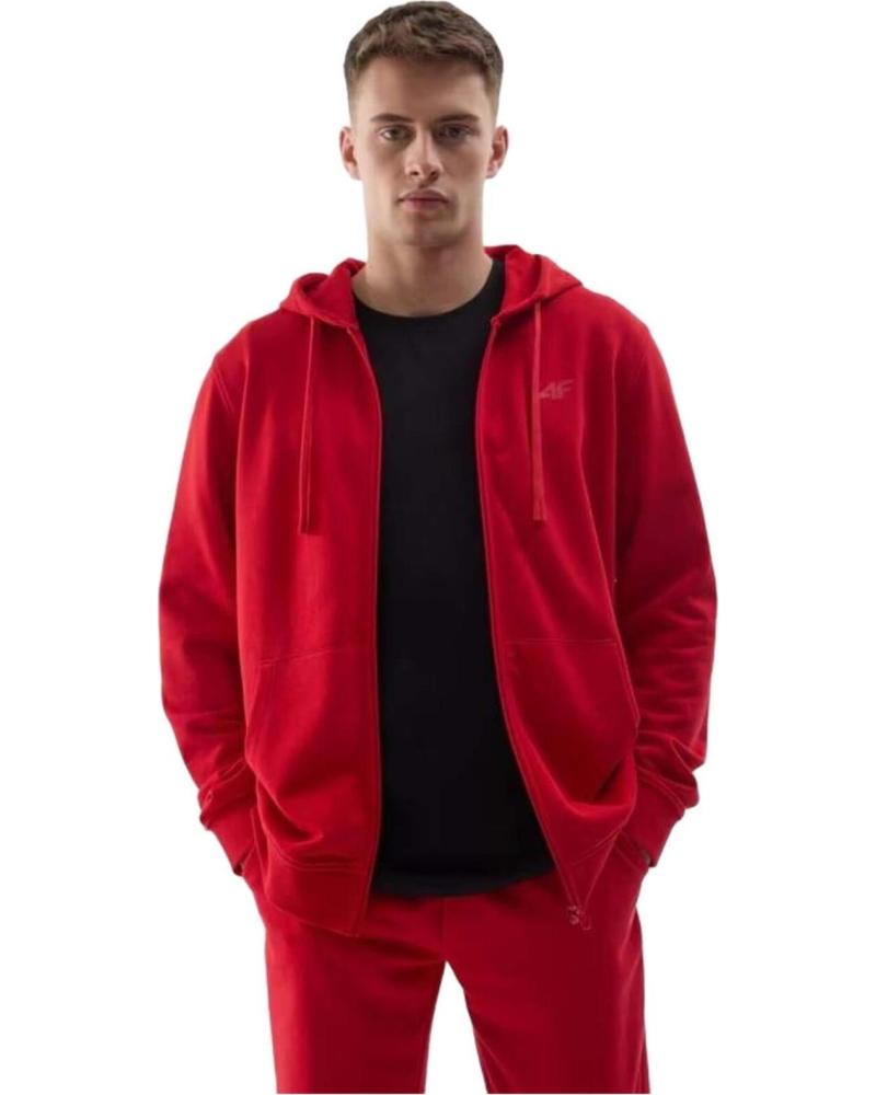4F SUDADERA CON CAPUCHA Y CREMALLERA 4F ROJO