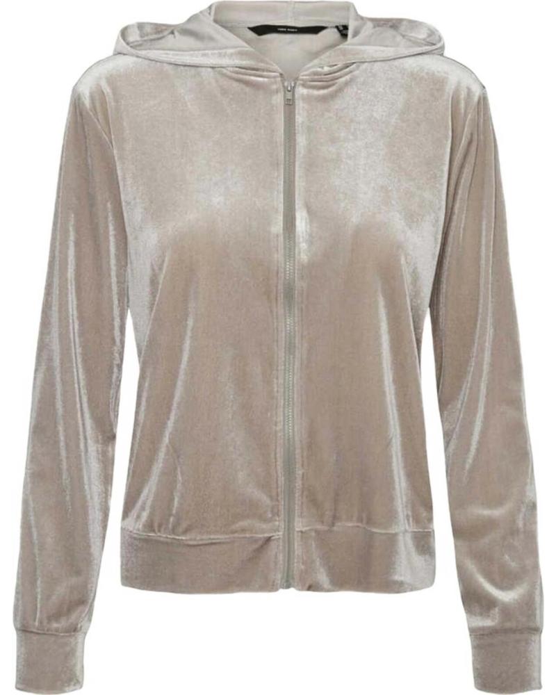 VERO MODA CHAQUETA VERO MODA DE TERCIOPELO CON CREMALLERA Y CAPUCHA PARA MUJER GRIS