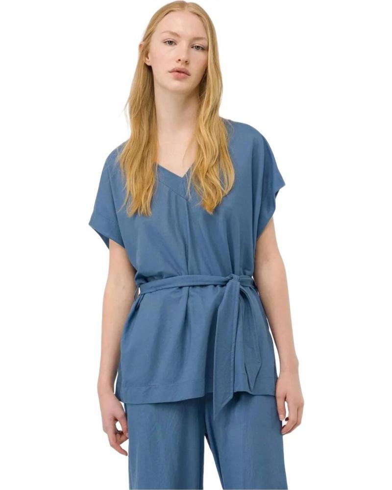 TIFFOSI BLUSA DE MANGA CORTA CON CINTURÓN PARA MUJER AZUL
