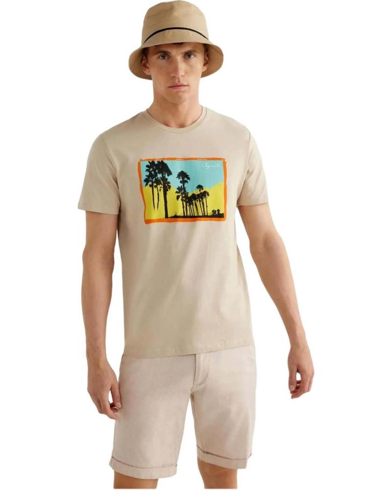 JACK AND JONES CAMISETA JACK & JONES DE MANGA CORTA CON ESTAMPADO TROPICAL PARA HOMBRE BEIGE