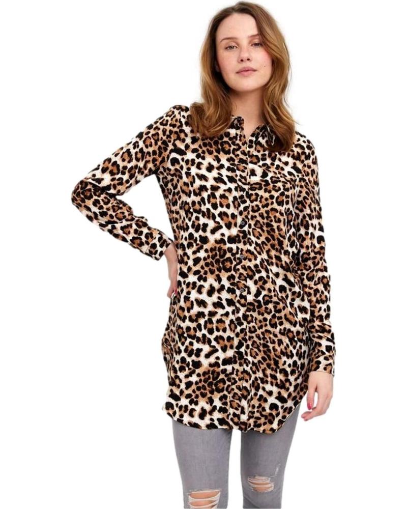 VERO MODA VERO MODA CAMISA ANIMAL PRINT LARGA MUJER MARRON