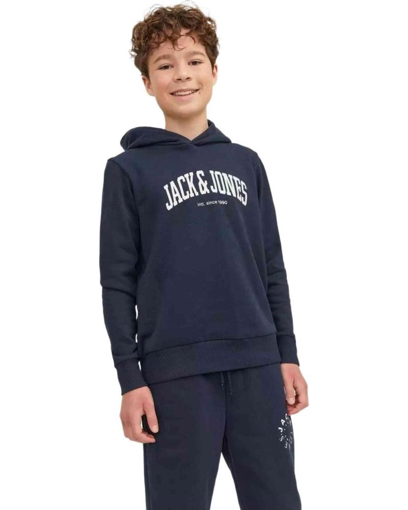 JACK AND JONES SUDADERA CON CAPUCHA LOGO ESTAMPADO AZUL