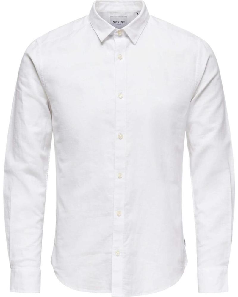 ONLY CAMISA DE LINO DE MANGA LARGA PARA HOMBRE BLANCO