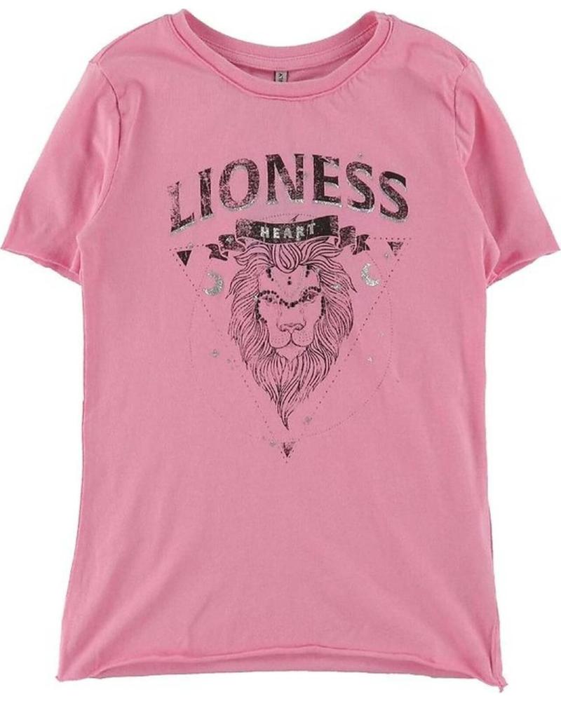 ONLY CAMISETA DE MANGA CORTA ROSA CON ESTAMPADO DE LEONA PARA NIÑOS ROSA