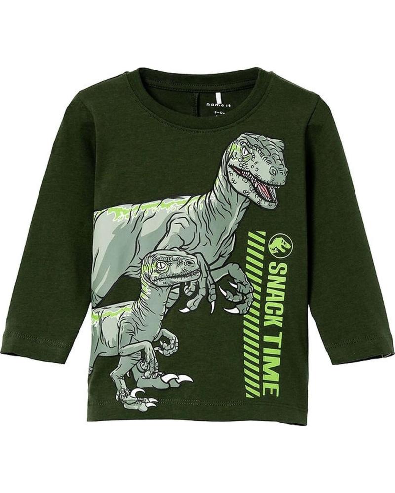 NAME IT SUDADERA VERDE UNISEX PARA NIÑOS CON ESTAMPADO DE DINOSAURIO VERDE