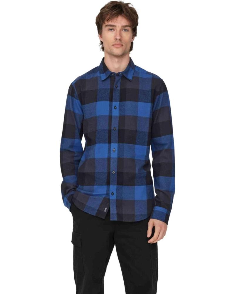 ONLY CAMISA DE FRANELA A CUADROS AZUL PARA HOMBRE AZUL