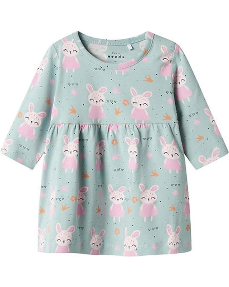NAME IT VESTIDO VERDE DE MANGA LARGA CON ESTAMPADO DE CONEJITOS PARA BEBÉ NAME IT VERDE