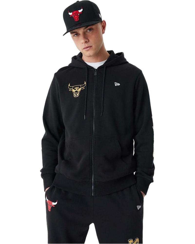 NEW ERA SUDADERA CON CREMALLERA NEW ERA CHICAGO BULLS TEAM SCRIPT NEGRA NEGRO