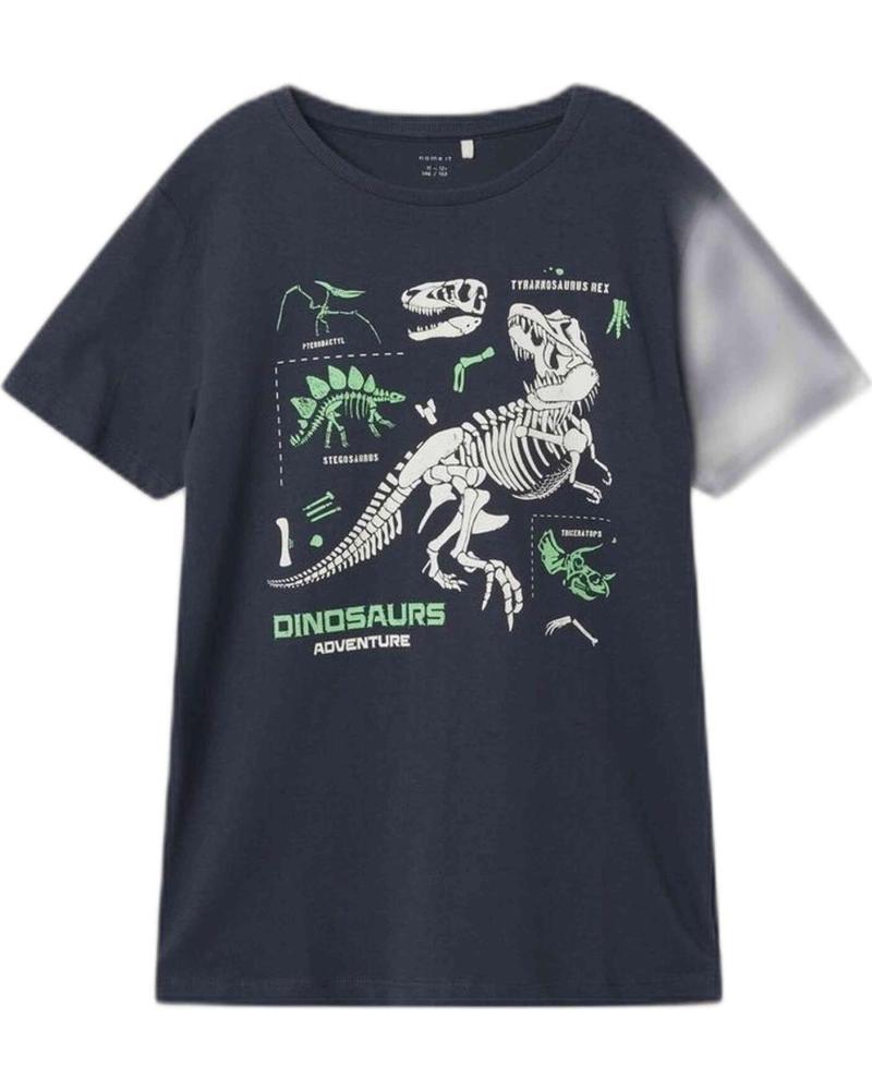 NAME IT CAMISETA DE MANGA CORTA UNISEX DE DINOSAURIOS PARA NIÑOS AZUL