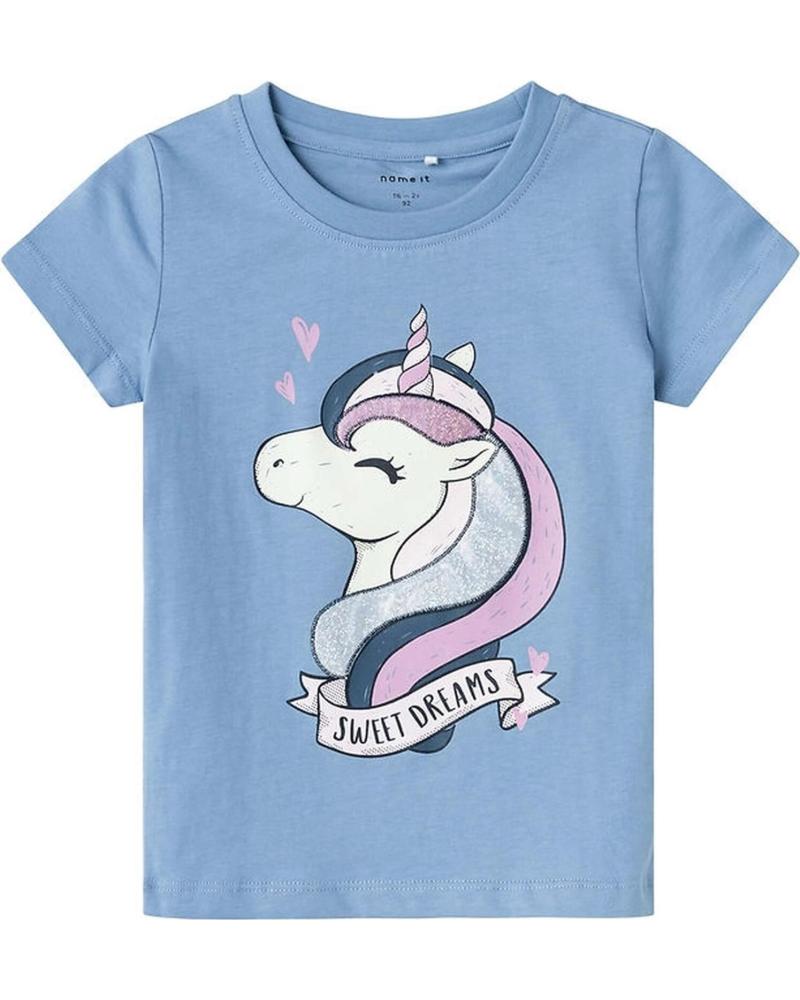 NAME IT CAMISETA DE MANGA CORTA UNISEX CON ESTAMPADO DE UNICORNIO PARA NIÑOS AZUL