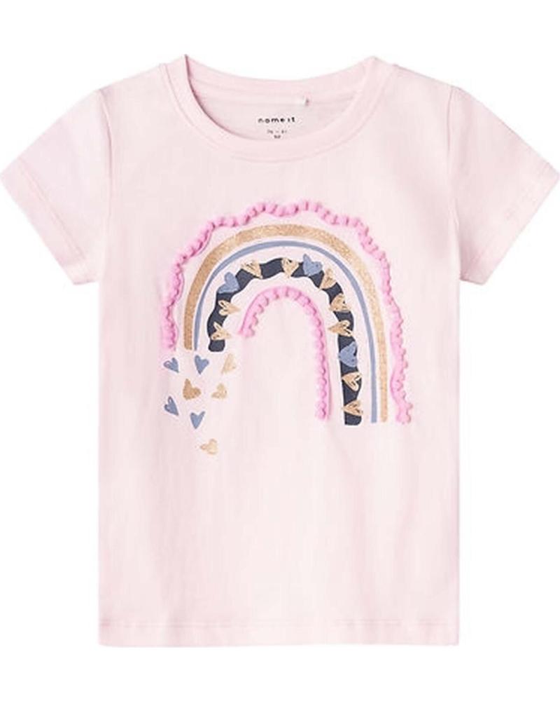 NAME IT CAMISETA DE MANGA CORTA UNISEX CON ESTAMPADO DE ARCOÍRIS PARA NIÑOS ROSA
