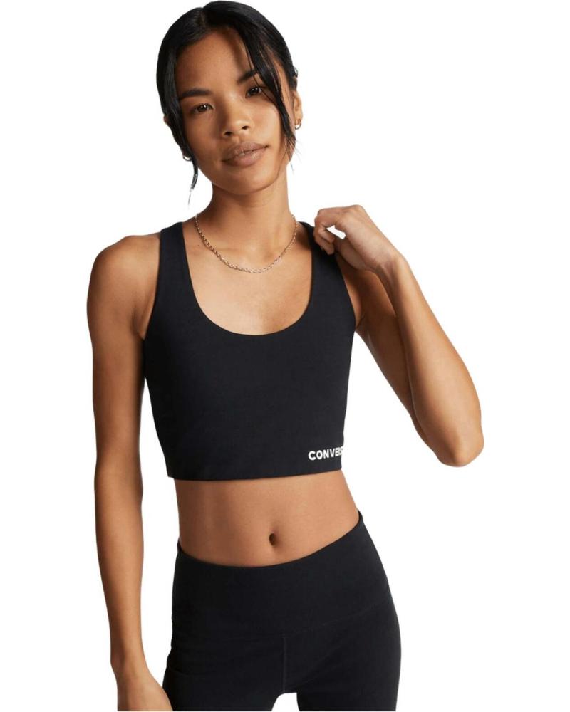 CONVERSE SUJETADOR DEPORTIVO CONVERSE PARA MUJER, NEGRO NEGRO