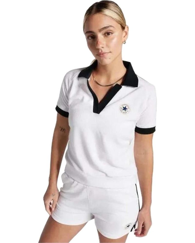 CONVERSE CAMISETA POLO CONVERSE MANGA CORTA PARA MUJER BLANCO