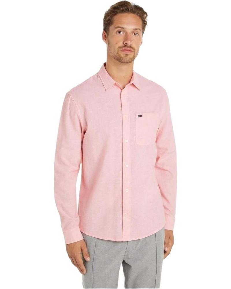 TOMMY JEANS CAMISA TOMMY JEANS DE MANGA LARGA PARA HOMBRE COLOR ROSA ROSA