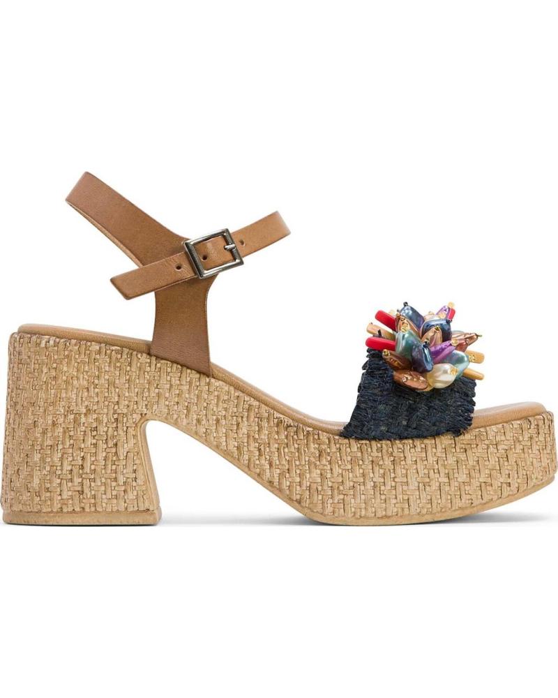 Sandalias de Mujer PORRONET SANDALIAS DE PIEL PORRONET CON TACÓN DE IMITACIÓN YUTE AZUL