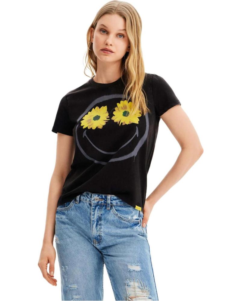 DESIGUAL CAMISETA DESIGUAL DE MANGA CORTA PARA MUJER NEGRO