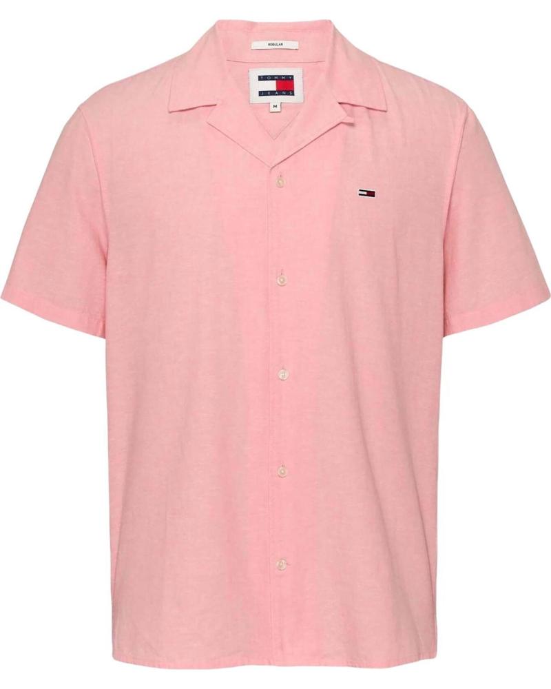 TOMMY JEANS CAMISA TOMMY JEANS DE MANGA CORTA PARA HOMBRE ROSA