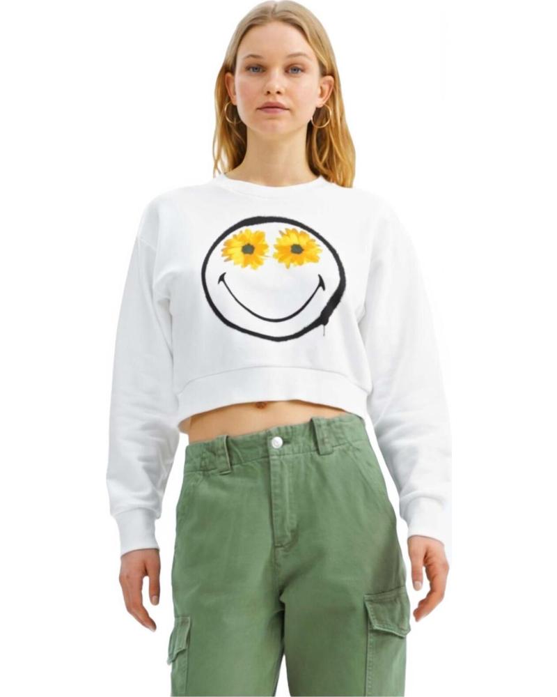 DESIGUAL DESIGUAL SUDADERA CROPPED SMILEY MUJER BLANCO BLANCO
