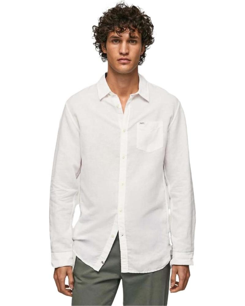 PEPE JEANS CAMISA BLANCA DE LINO PARA HOMBRE PEPE JEANS BLANCO