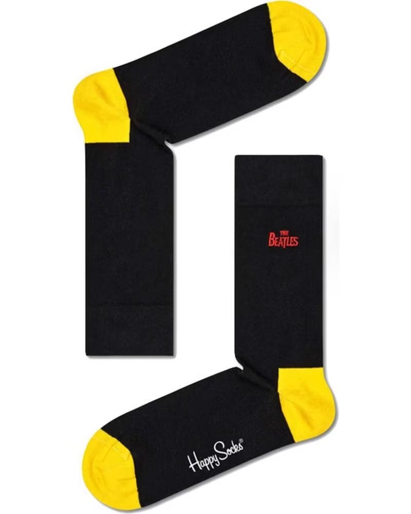 Happy Socks Calcetines Negros con Detalles Amarillos Negro