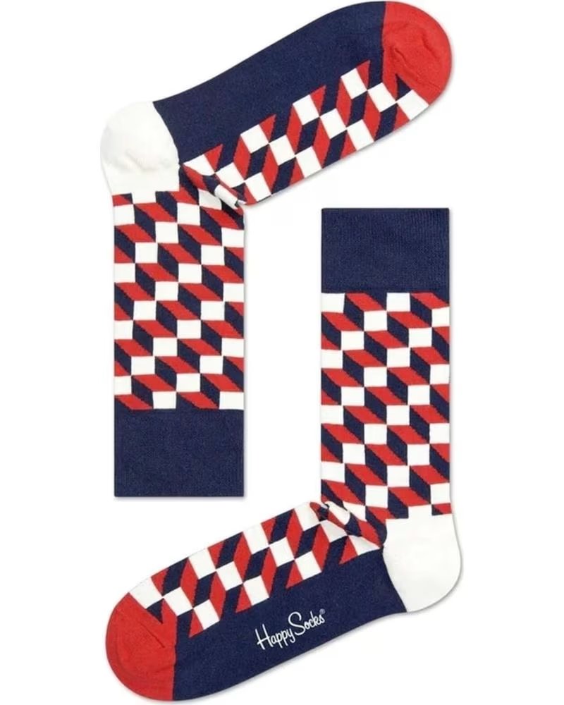 Calcetines Happy Socks a Cuadros Azul Marino, Rojo y Blanco Blanco