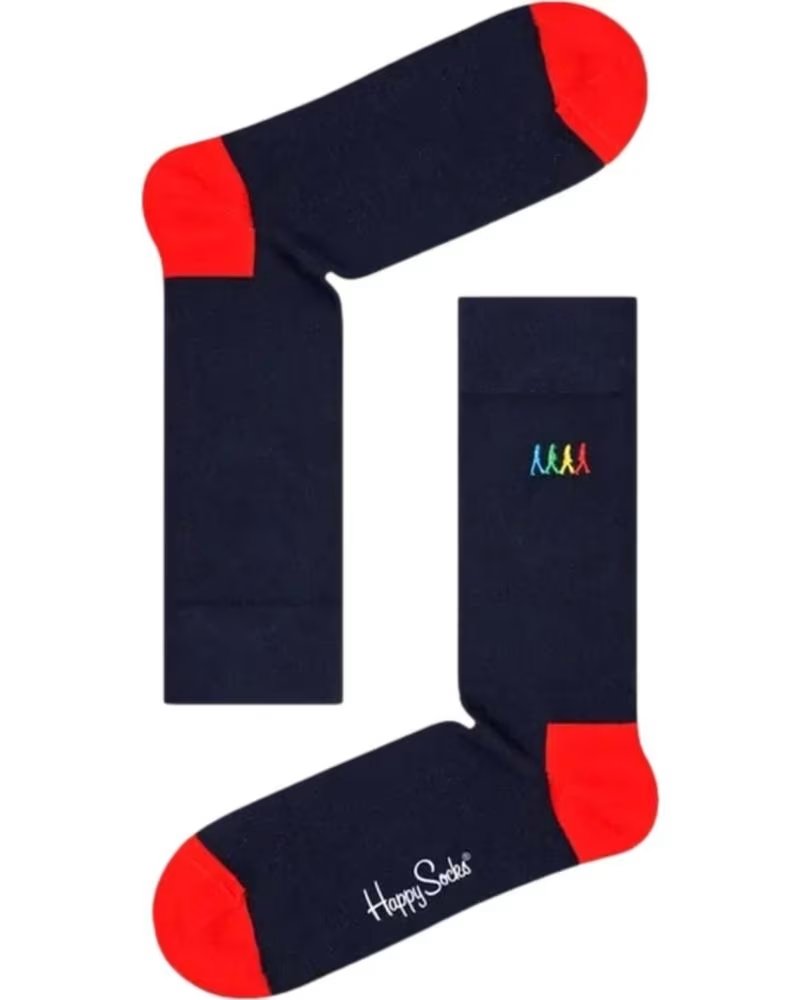 Calcetines Happy Socks "happy" Azul Marino con Puntera y Talã"n Rojo Azul