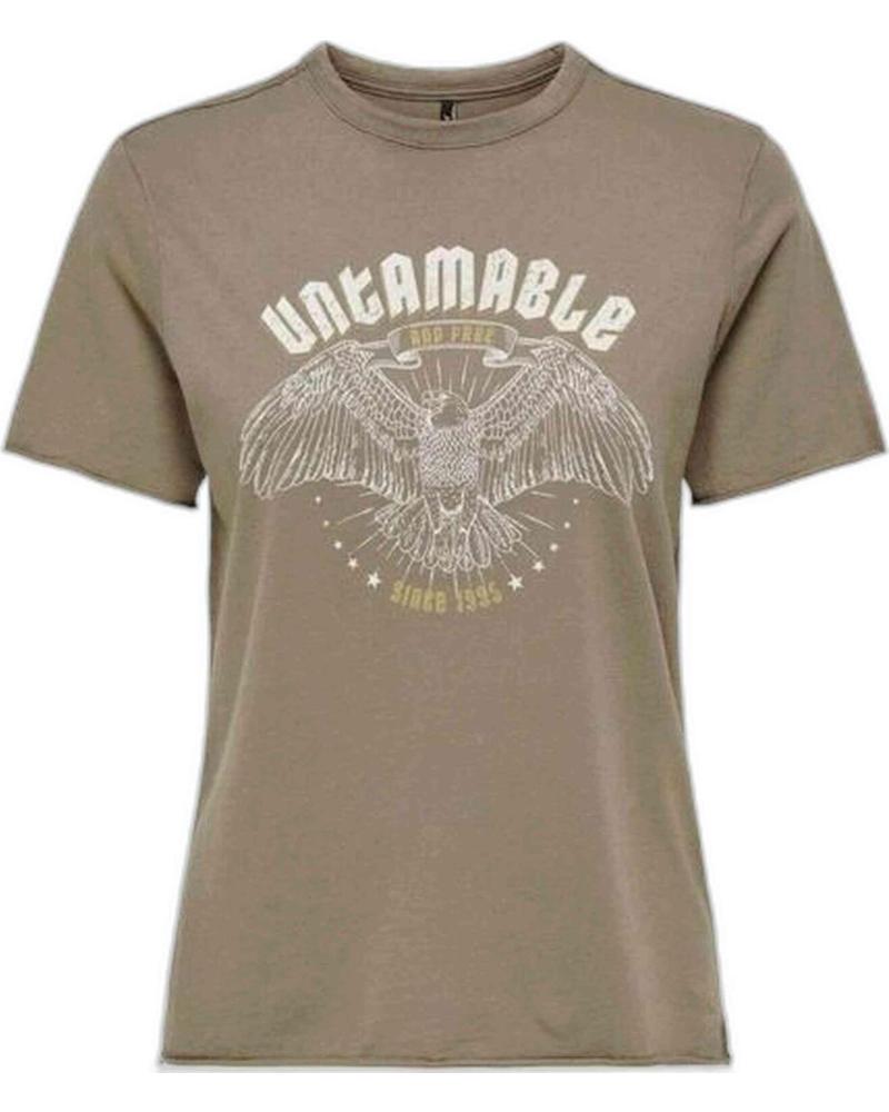 ONLY CAMISETA DE MANGA CORTA ONLY CON ESTAMPADO DE ÁGUILA PARA MUJER MARRON