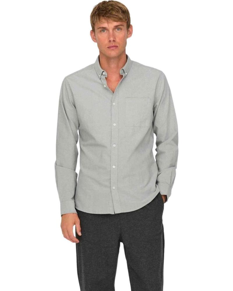 ONLY CAMISA DE MANGA LARGA PARA HOMBRE ONLY SONS GRIS