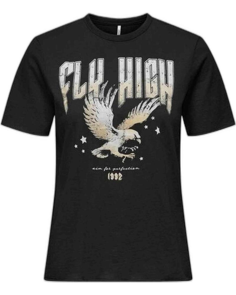 ONLY CAMISETA DE MANGA CORTA CON ESTAMPADO DE ÁGUILA PARA MUJER NEGRO