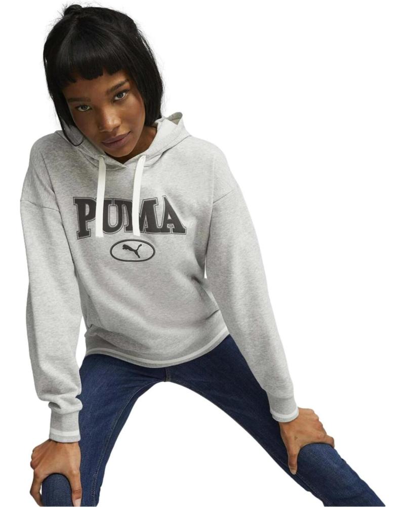 PUMA SUDADERA CON CAPUCHA PUMA CLASSICS LOGO MUJER GRIS