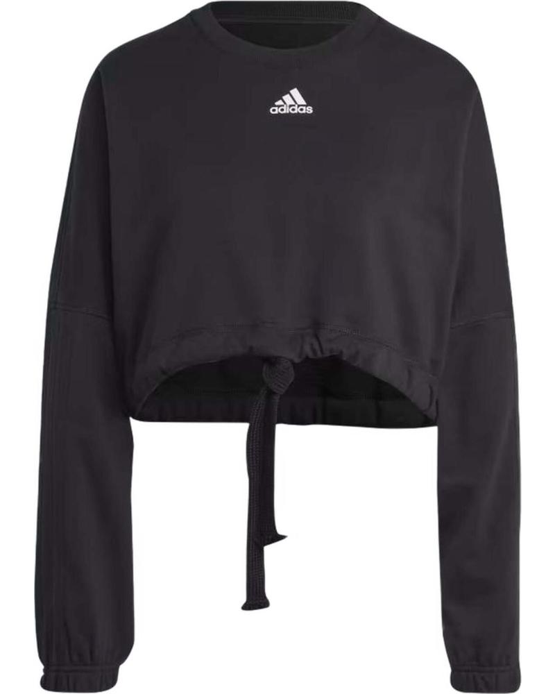 ADIDAS SUDADERA ADIDAS CROPPED CON CORDÓN PARA MUJER NEGRO