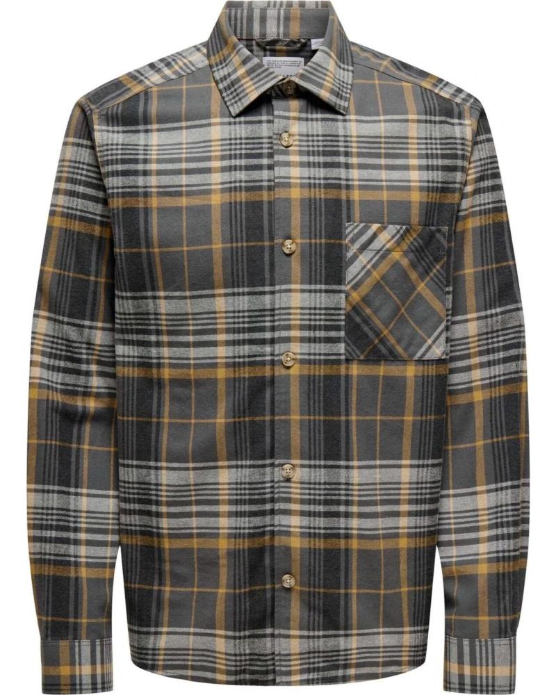 ONLY CHAQUETA A CUADROS DE FRANELA SONS PARA HOMBRE GRIS