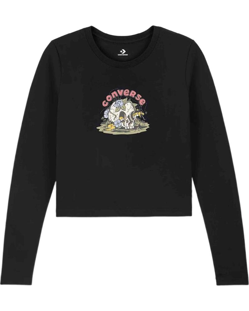 CONVERSE CAMISETA CONVERSE DE MANGA LARGA CON ESTAMPADO PARA MUJER NEGRO