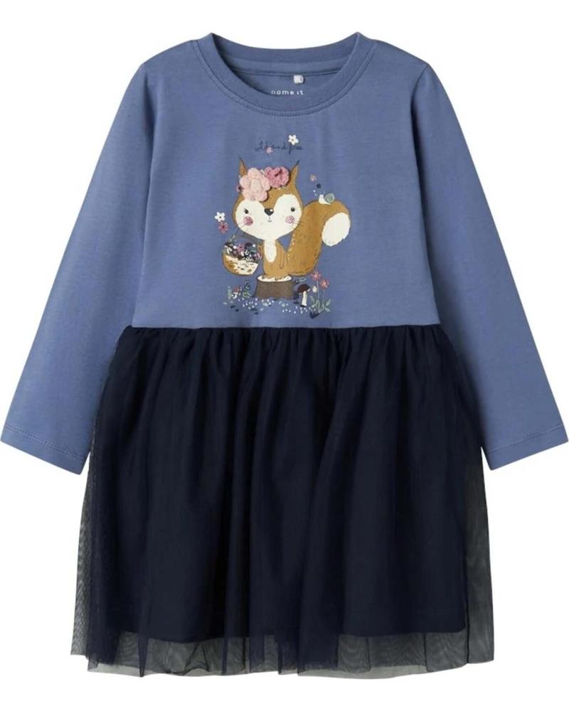 NAME IT VESTIDO DE TUL CON ESTAMPADO DE ARDILLA AZUL