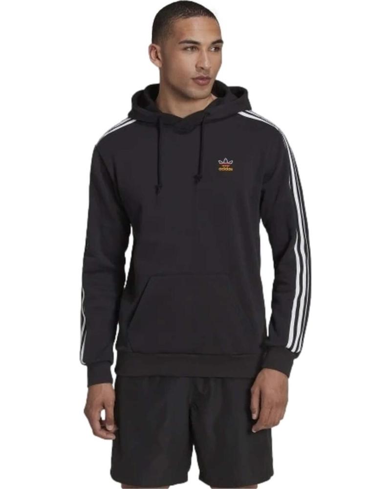 ADIDAS SUDADERA CON CAPUCHA ADIDAS ESSENTIALS 3-STRIPES PARA HOMBRE NEGRO