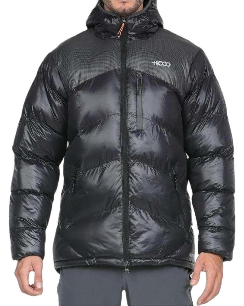 8000 CHAQUETA ACOLCHADA NEGRA CON CAPUCHA PARA HOMBRE NEGRO