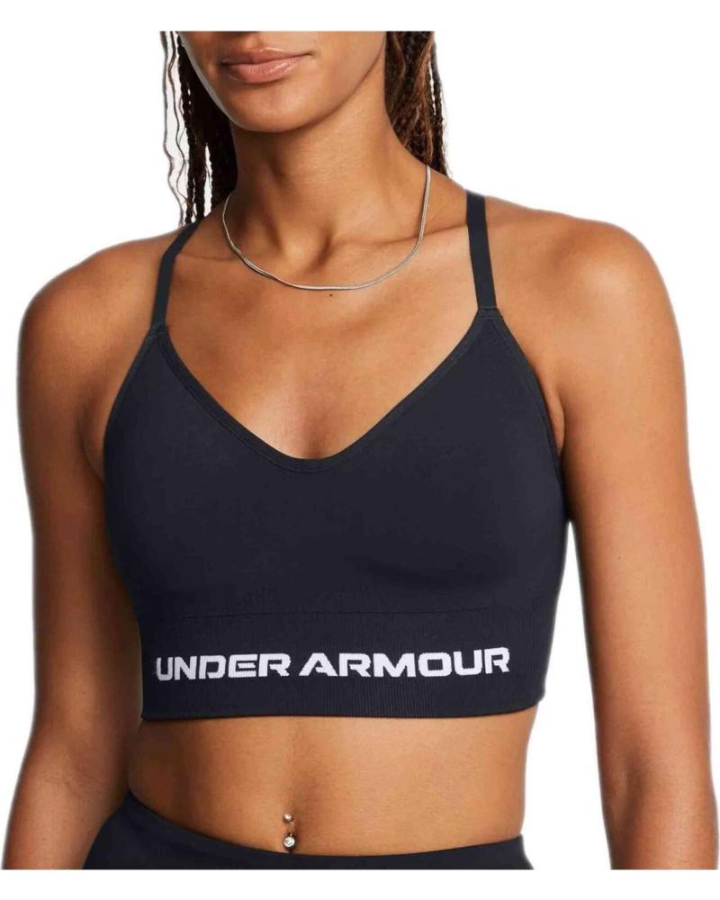 UNDER ARMOUR SUJETADOR DEPORTIVO SIN COSTURAS CON LOGO NEGRO