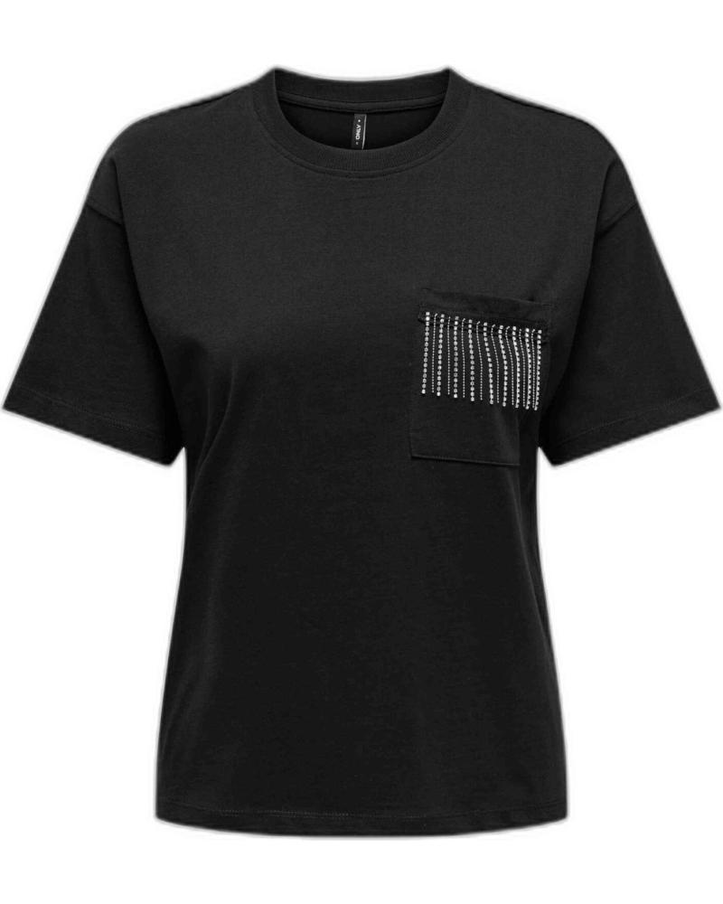 ONLY CAMISETA DE MANGA CORTA ONLY PARA MUJER, NEGRA NEGRO
