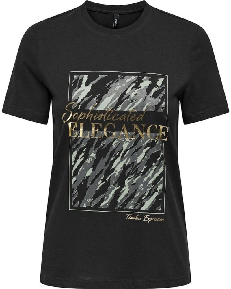ONLY CAMISETA DE MANGA CORTA NEGRA CON ESTAMPADO GRÁFICO PARA MUJER NEGRO