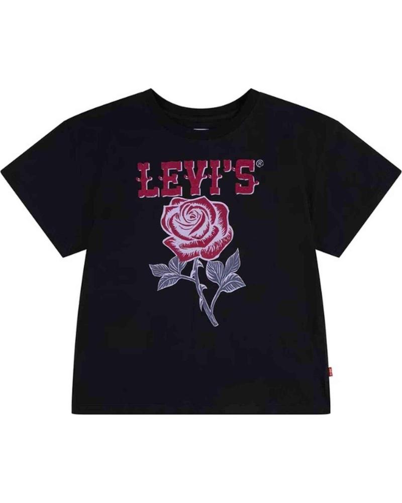 LEVIS CAMISETA LEVI´S NIÑA MANGA CORTA NEGRA CON ROSA NEGRO