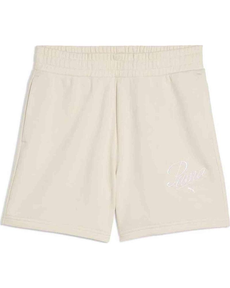 PUMA PANTALÓN CORTO PUMA ESSENTIALS SCRIPT DE TALLE ALTO PARA MUJER BEIG