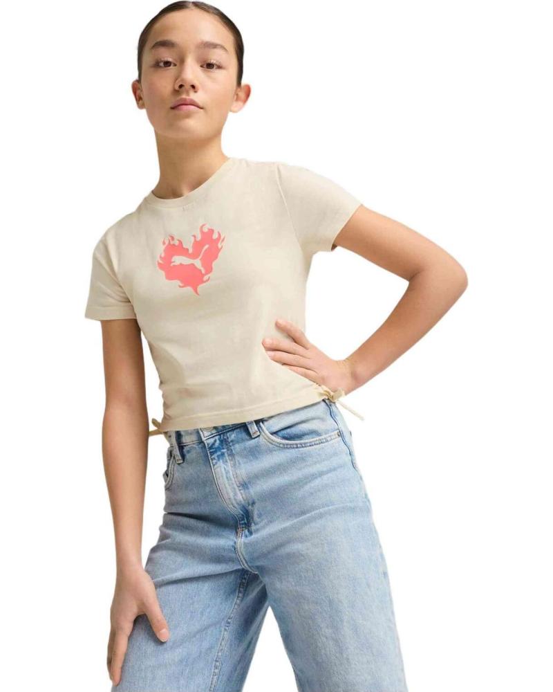 PUMA CAMISETA PUMA CON DETALLE DE CORDONES Y ESTAMPADO CORAZÓN BEIGE