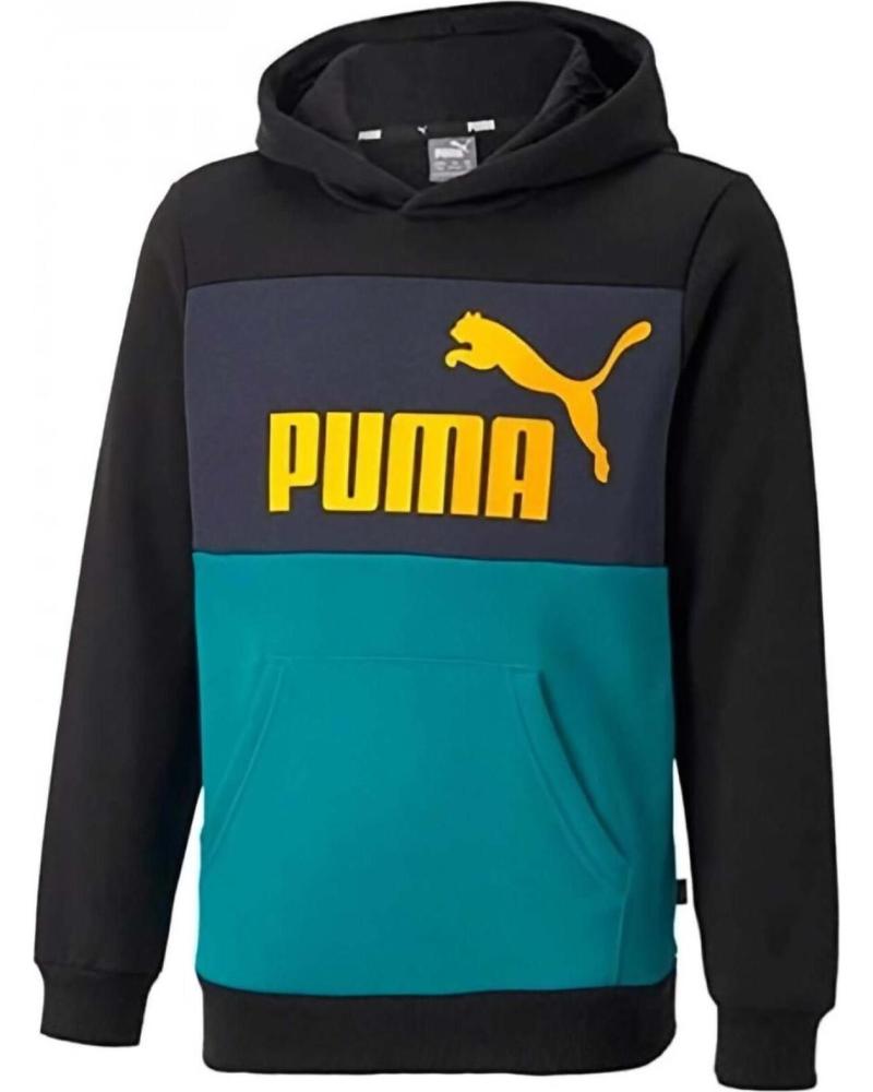 PUMA SUDADERA CON CAPUCHA PUMA ESS COLORBLOCK PARA NIÑOS VERDE