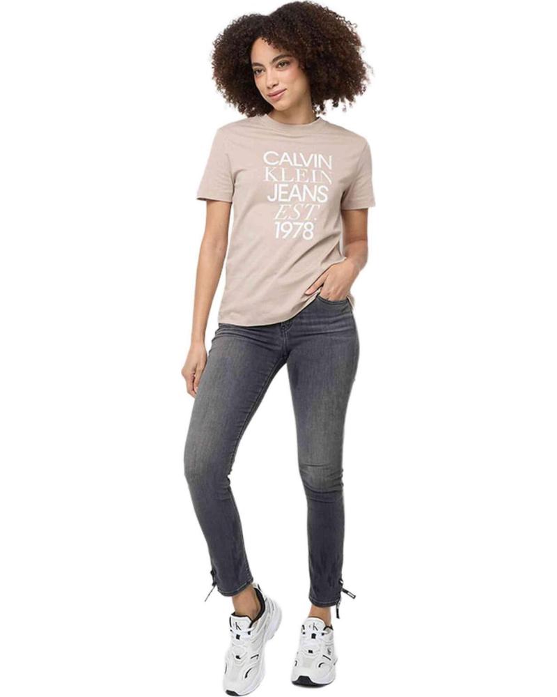 CALVIN KLEIN CAMISETA DE MANGA CORTA CALVIN KLEIN JEANS CON ESTAMPADO PARA MUJER BEIGE