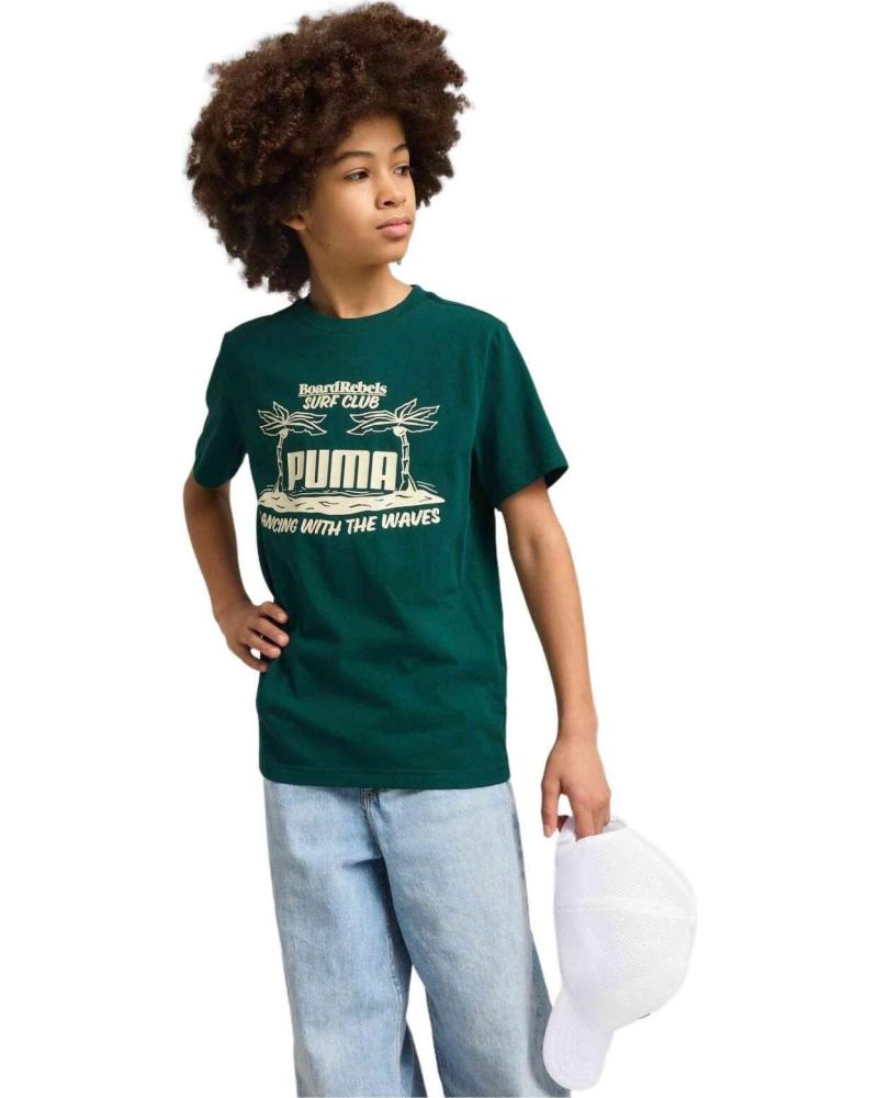 PUMA CAMISETA PUMA DE MANGA CORTA PARA NIÑOS VERDE