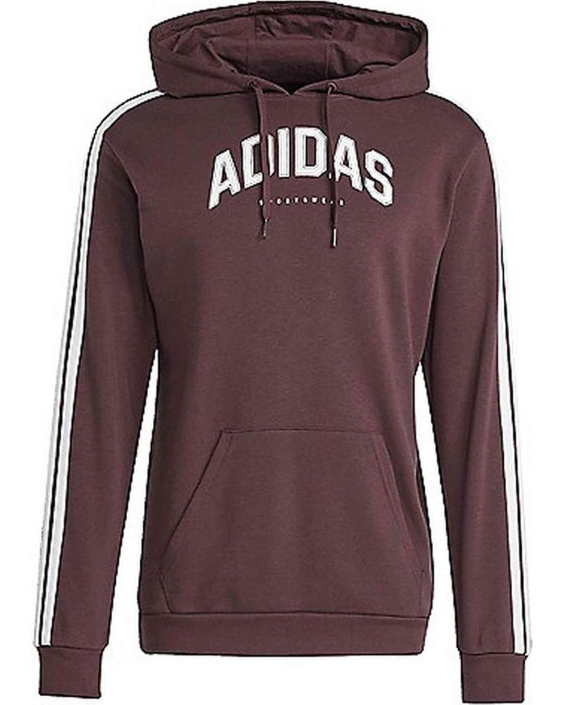 ADIDAS SUDADERA CON CAPUCHA ADIDAS ESSENTIALS 3-STRIPES PARA HOMBRE MARRON